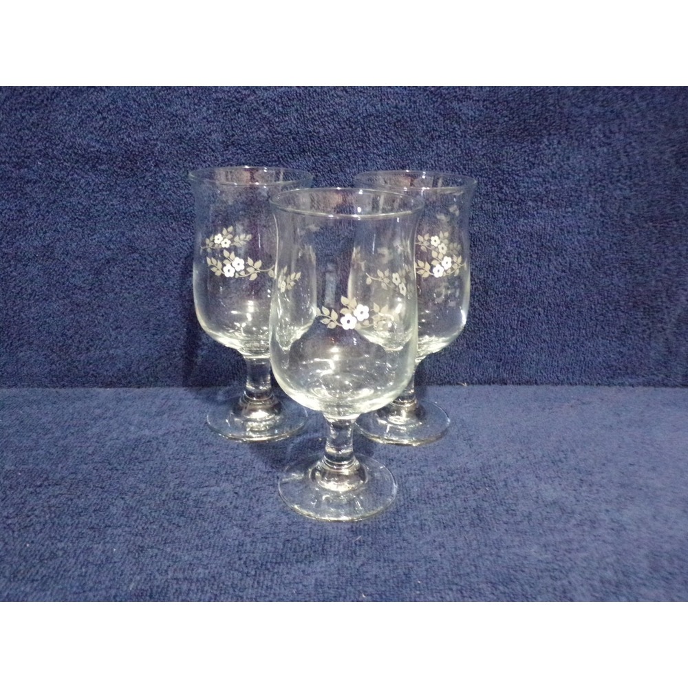 Pfaltzgraff "Heirloom" Floral Pattern Wine Glasses Water Goblets 6.5" Set of 3